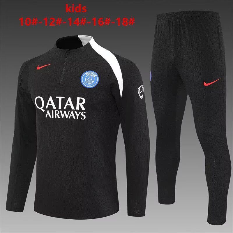 Kids Paris St Germain 25/26 Tracksuit - Black/White/Blue
